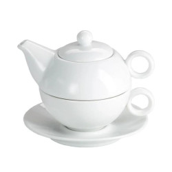 Tetera individual porcelana blanca 25cl con platillo