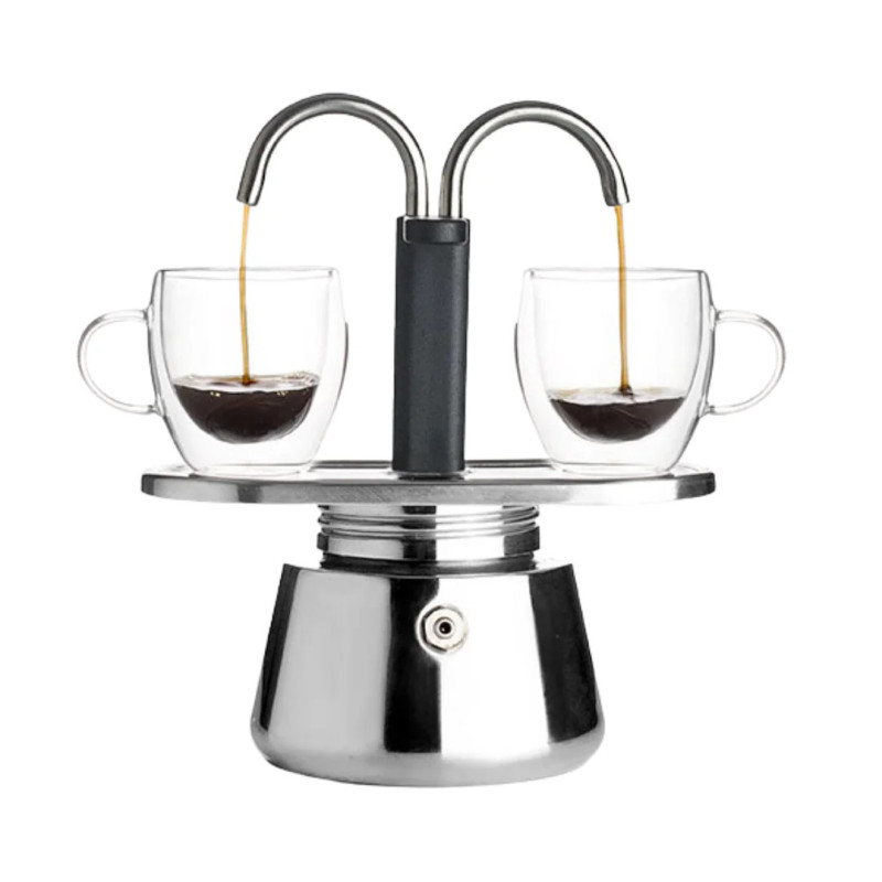 Cafetera italiana mini 2 tazas | Doble dispensador | Espresso