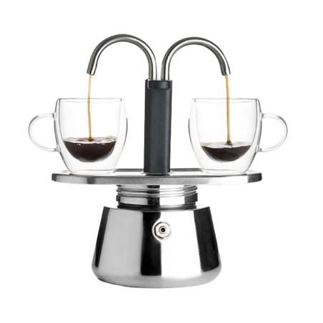 Cafetera italiana mini 2 tazas | Doble dispensador | Espresso