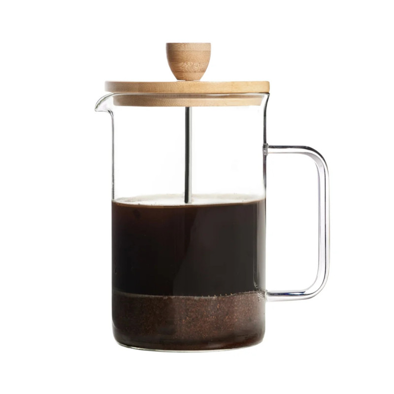 Cafetera francesa de émbolo vidrio y bambú | French Press