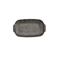 Plato rectangular decorado Takumi Old. Dimensiones 26.6x16.8x2.8 cm. CERAMIRUPE 10990068 (6 unidades)